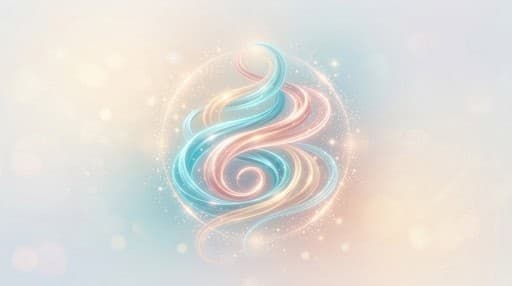 Swirling ribbons of radiant light in turquoise and rose gold, fluid currents suggesting emotional balance.